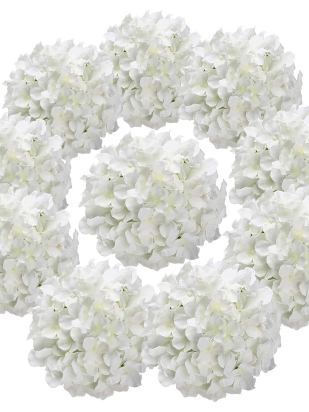 Silk Hydrangea Heads Artificial Flowers Heads with Stems for Home Wedding Decor,